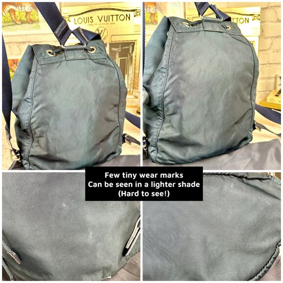 Prada Blue Nylon Backpack Good Used Condition with cards and dust bag - Picture 6 of 16